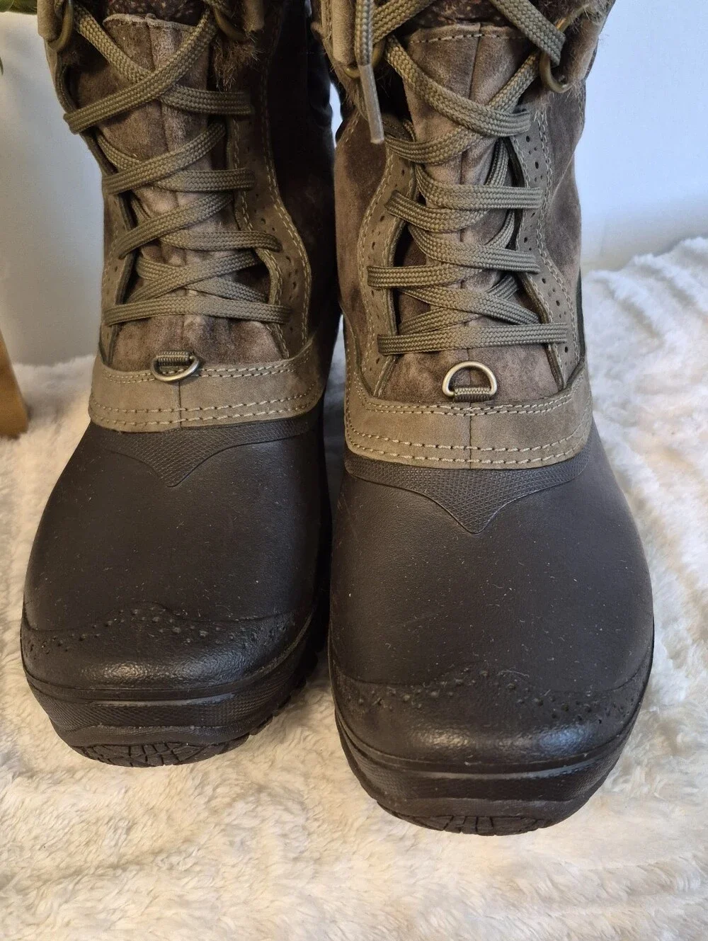 The North Face Shellista Tall Waterproof Snow Boots Brown Faux Fur Size 8.5